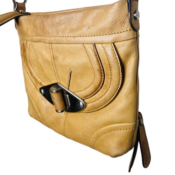 B. Makowsky Leather Crossbody Bag Brown Caramel 10x9” Zipper Closure 23" Strap - Picture 10 of 14